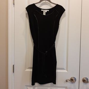 Max Studio Black Cap Sleeve Tie Waist Dress Small